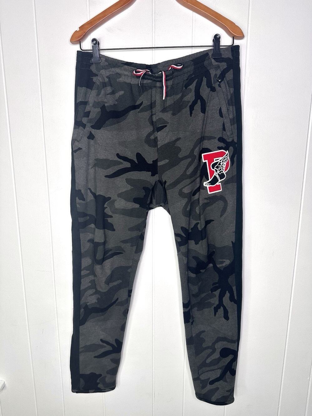 Polo Ralph Lauren P-Wing Ankle Zipper Camo Joggers - Mens L 34x29 Charcoal Gray